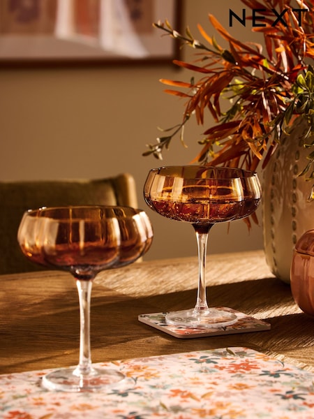 Set of 2 Orange Ottilie Cocktail Glasses (AM3227) | AZN 49