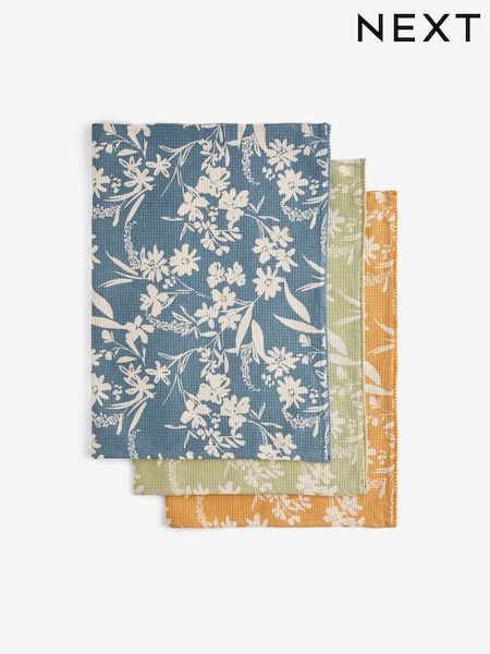 Set of 3 Aubrie Floral Print Waffle Tea Towels (AM3233) | R$ 135