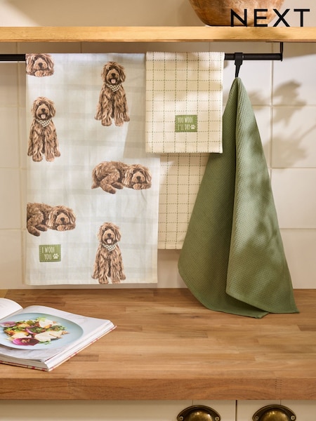 Set of 3 Louie the Labradoodle Tea Towels (AM3235) | R$ 135