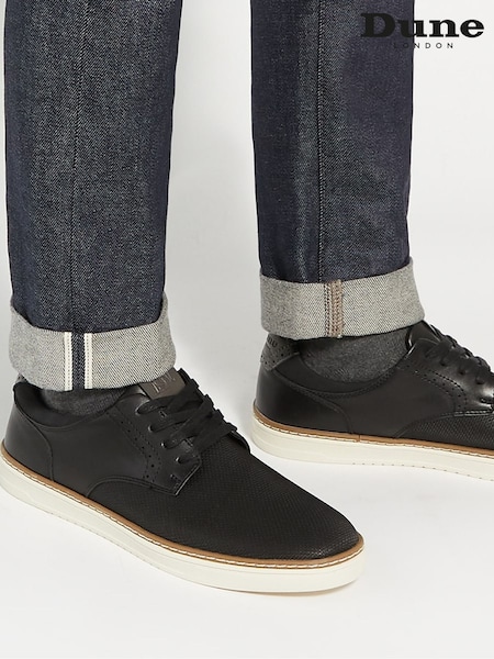 Dune London Black Standard Fit Trustees Brogue Detail Trainers (AM3255) | €113