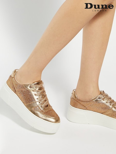 Dune London Brown Evangelyn Flatform Lace-Up Trainers (AM3273) | €43