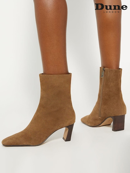 Dune London Brown Obriele Angled Heel Pull On Boots (AM3279) | €215