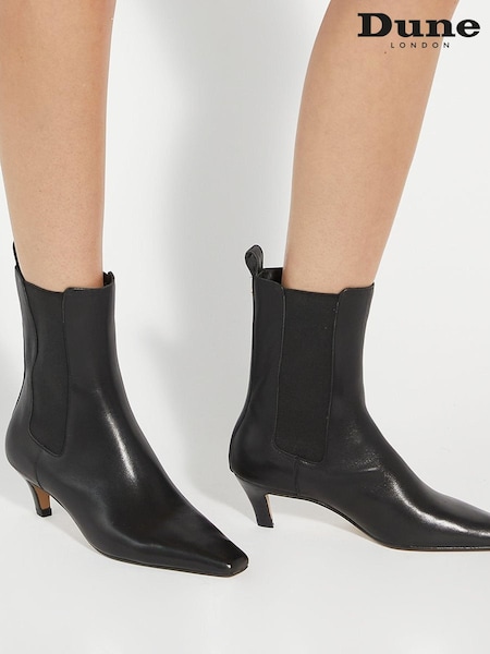 Dune London Black Odele Angle Midi Heel Ankle Boots (AM3282) | R$ 1,570