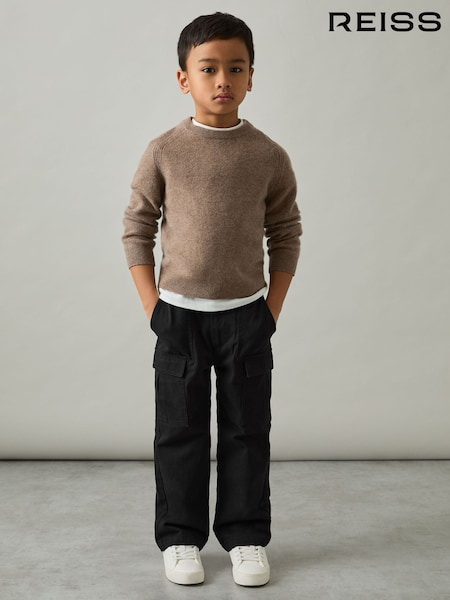Negro - Reiss Todd 100% Cotton Straight Leg Cargo Trousers (AM3309) | 55 €