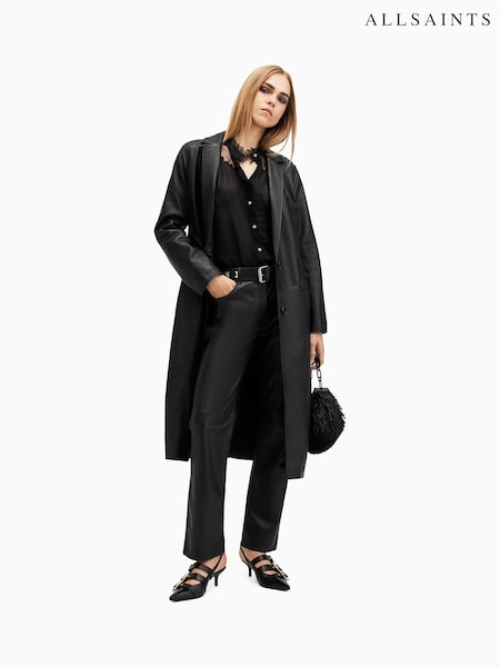 AllSaints Black Aire Coat (AM3327) | ₪2,509