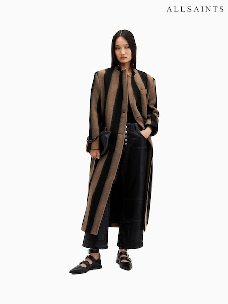 AllSaints Black James Stripe Coat (AM3349) | AED1,278