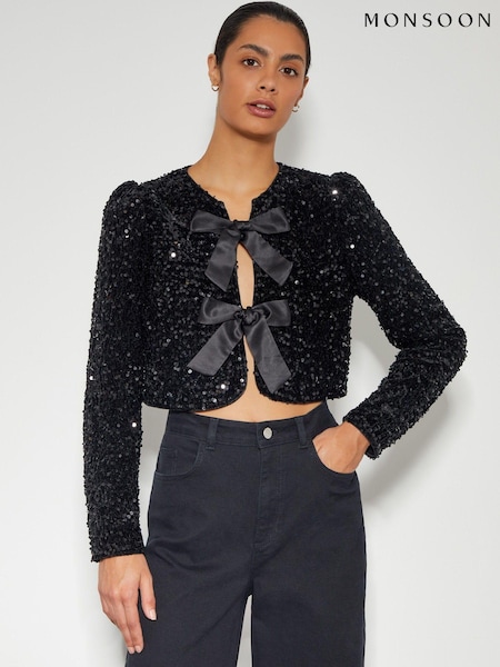 Monsoon Belinda Bow Sequin Jacket (AM3399) | 313 LEI