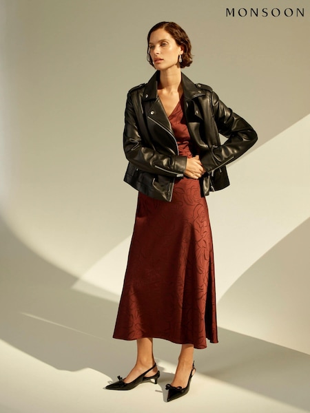 Monsoon Black Paloma Faux Leather Biker Jacket (AM3431) | €79