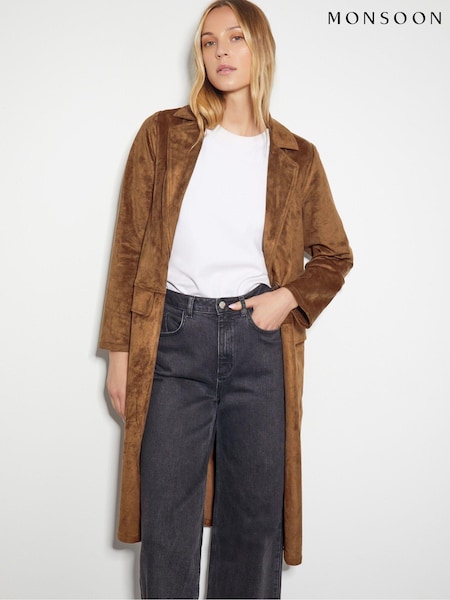 Monsoon Tove Suedette Trench Coat (AM3434) | €205