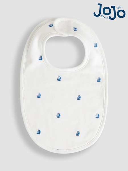 JoJo Maman Bébé Blue Organic Cotton Boat Bib (AM3617) | €10