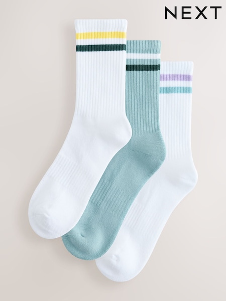 Blanco/azul - Cushion Sole Ribbed Sport Ankle Socks 3 Pack With Arch Support (AM3640) | 13 €