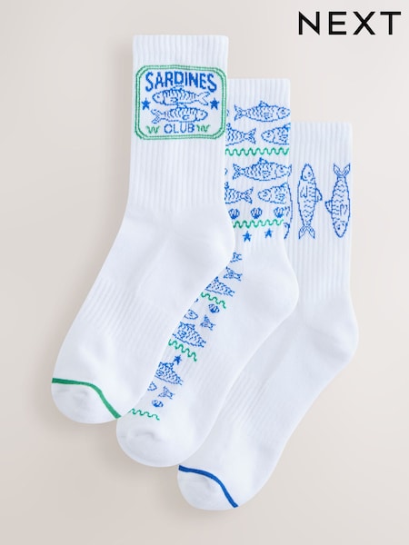 Sardines Cushion Sole Ribbed Sport Ankle Socks 3 Pack With Arch Support (AM3641) | €14.50