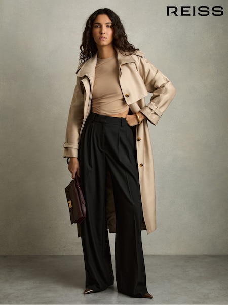 Areia - Reiss Edith Jersey-Stretch Ruched Cropped Top (AM3671) | R$ 670