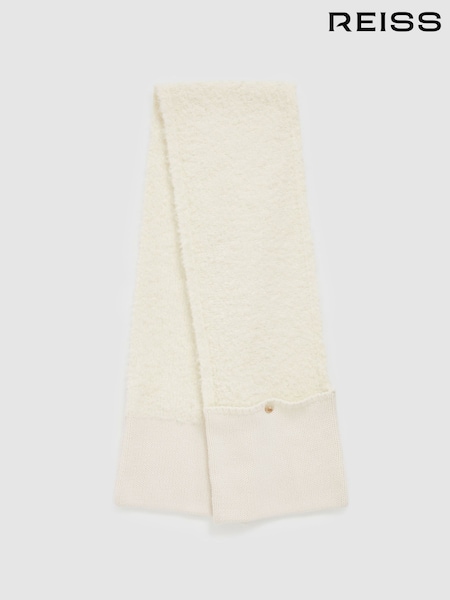 Reiss Cream Becca Pouch-Pocket Fluffy Scarf With Wool And Cashmere (AM3675) | €50