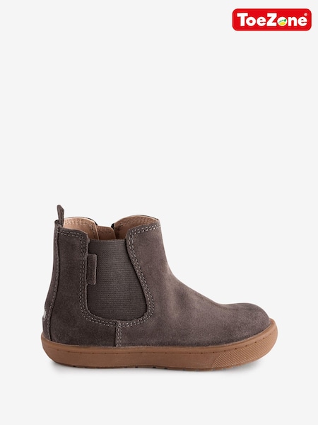 ToeZone River Boys Brown Suede Leather Gusset and Zip Boots (AM3676) | 1,802 UAH - 2,103 UAH