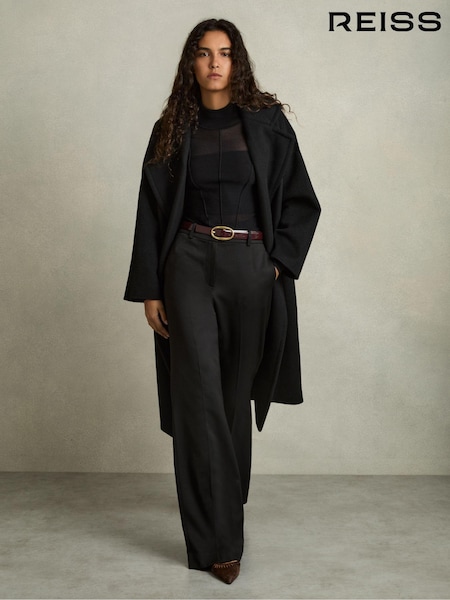 أسود - Reiss Millie Wide-Leg Tailored Trousers (AM3679) | ‏1,210 د.إ.‏