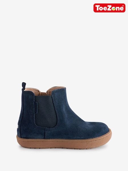 ToeZone Sam Boys Navy Suede Leather Gusset and Zip Boots (AM3684) | 1,802 UAH - 2,103 UAH
