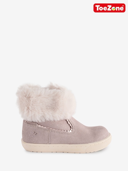 Toezone Girls Faith Suede Leather Faux Fur Zip Boots (AM3686) | AED175 - AED204