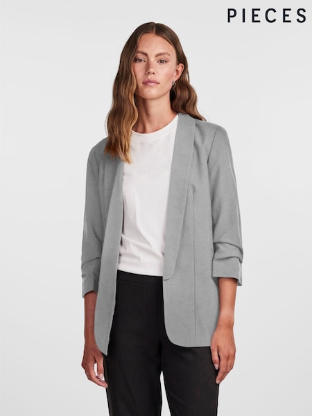 Grå - Pieces Ruched Sleeve Blazer (AM3712) | kr800