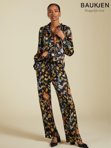 Baukjen Mandy Printed Satin Black Trousers (AM3714) | 99 €