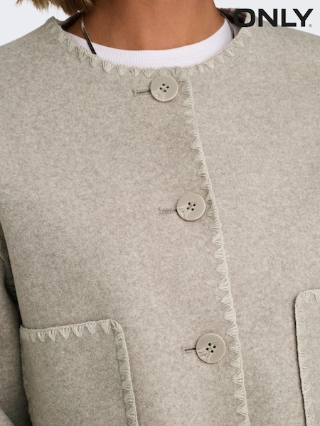 ONLY Natural Contrast Stitch Scallop Edge Short Jacket (AM3753) | AED160