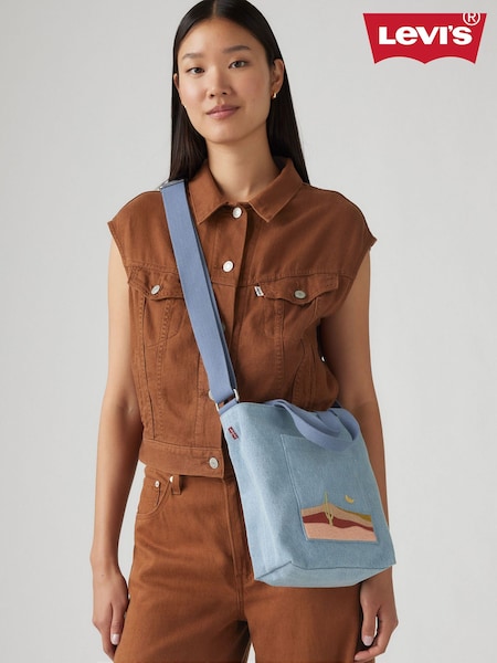 Levi's® Light Blue Denim Mini Icon Embroidered Western Denim 100% Cotton Bag (AM3759) | €51