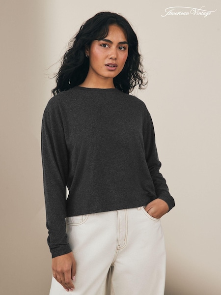 American Vintage Ypawood Long Sleeve Black T-Shirt (AM3792) | €115