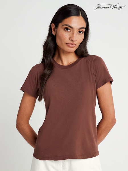 American Vintage Gamipy Short Sleeve 100% Cotton Brown T-Shirt (AM3796) | €77