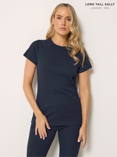 Blau - Long Tall Sally Ribbed Raglan T-shirt