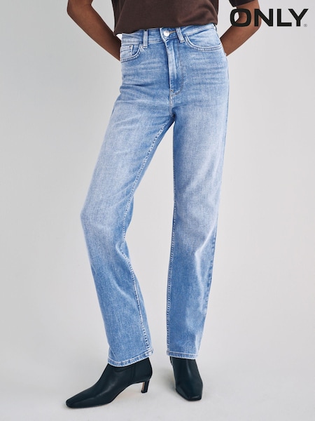 ONLY Blue Chrome Becca Extra High Waist Straight Leg Jeans With Comfort Stretch (AM3864) | €37