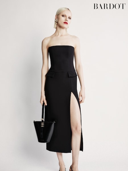 Bardot Black Nikki Strapless Midi Dress (AM3865) | €182