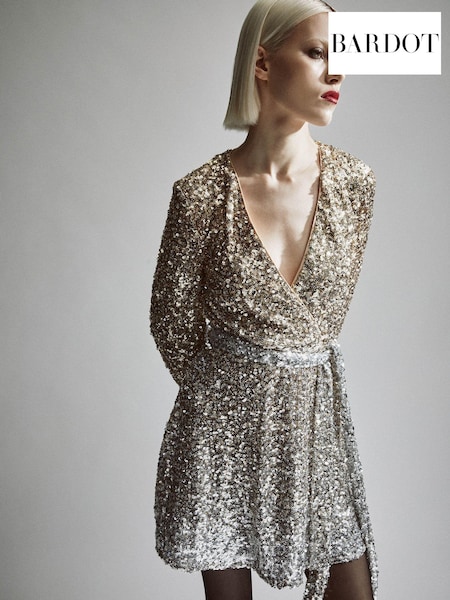 Bardot Gold Sequin Bellissa Dress (AM3867) | €102