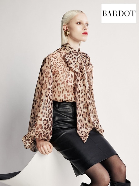 Bardot Leopard Print Solace Tie Front Blouse (AM3877) | ‏288 د.إ.‏