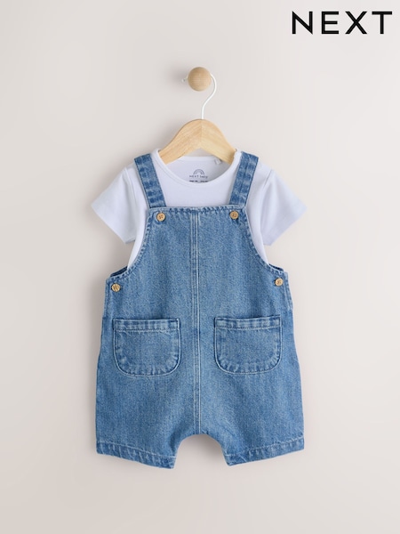 Синий - Baby Denim Dungaree And Bodysuit Set (0mths-2yrs) (AM3882) | 10 720 тг - 12 060 тг