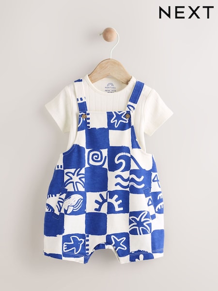 Синий в шахматную клетку - Jersey 100% Cotton Dungaree And Bodysuit Baby Set (0mths-2yrs) (AM3892) | 10 720 тг - 12 060 тг