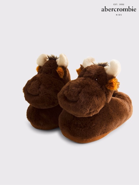 Abercrombie & Fitch Moose Fluffy Brown Slippers (AM3934) | ₪146