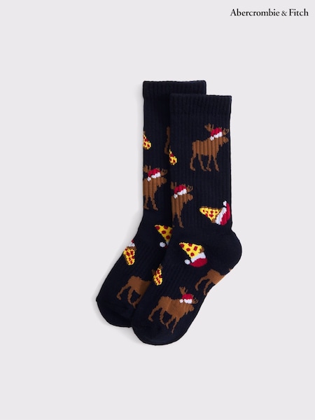 Albastru - Abercrombie & Fitch Albastru Crăciun Imprimeu Șosete (AM3936) | 57 LEI