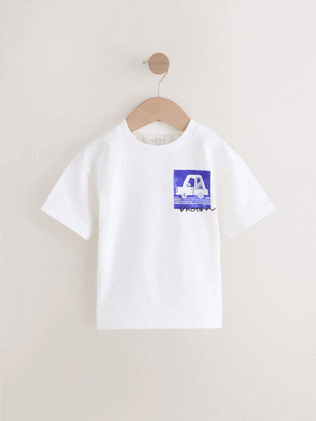 White/Blue Short Sleeve Transport T-Shirt (3mths-7yrs) (AM3962) | €9 - €12