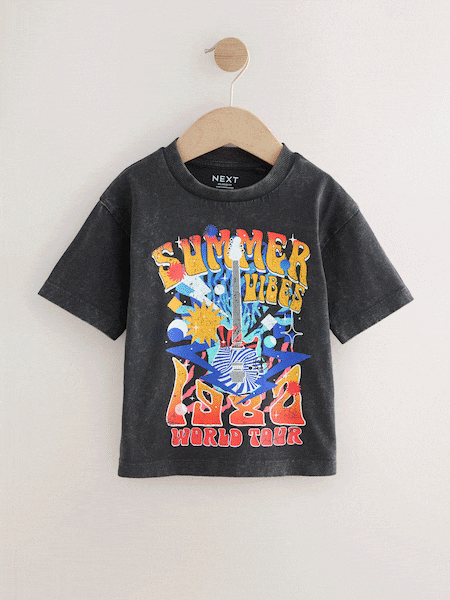 Grey Festival 100% Cotton Short Sleeve Acid Wash T-Shirt (3mths-7yrs) (AM3968) | R$ 70 - R$ 90