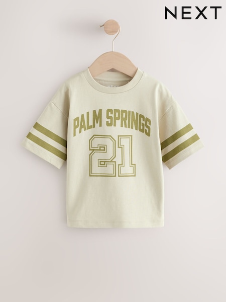 Green Varsity 100% Cotton Short Sleeve Graphic Print T-Shirt (3mths-8yrs) (AM3971) | R$ 50 - R$ 70
