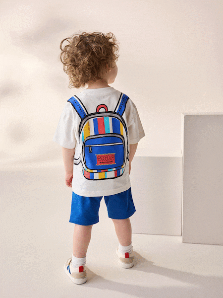 Cobalt Blue 100% Cotton Short Sleeve Back Print T-Shirt And Shorts Set (3mths-7yrs) (AM3983) | €20 - €26
