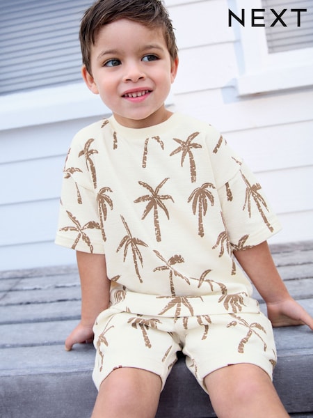 White 100% Cotton All-Over-Print Short Sleeve T-Shirt & Shorts Set (3mths-7yrs) (AM3993) | €20 - €26