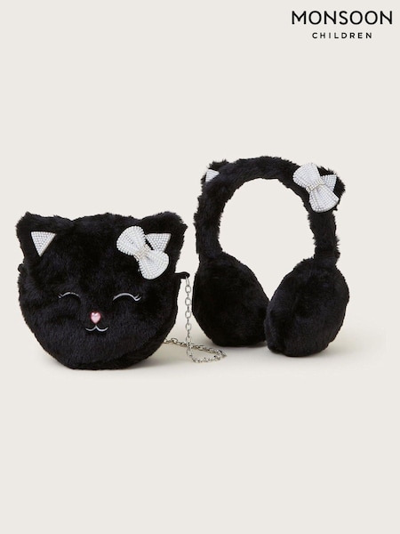 Monsoon Black Cat Earmuffs and Bag Set (AM4004) | 62 QAR
