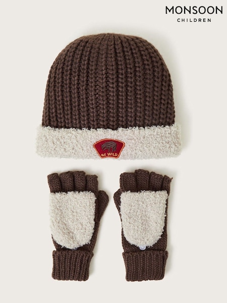 Monsoon Brown Borg Explorer Hat and Gloves Set (AM4014) | AED178 - AED185