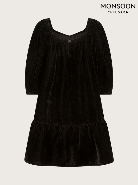 Monsoon Black Velour Bow Dress (AM4016) | 94 QAR - 104 QAR