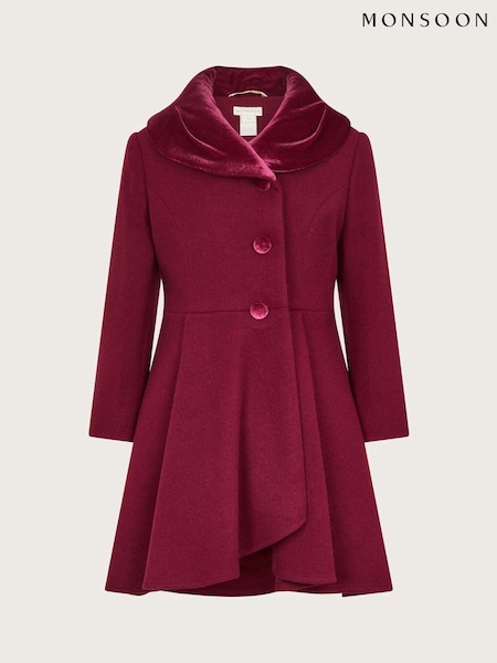 Monsoon Red Velvet Shawl Collar Coat (AM4023) | AED231 - AED266