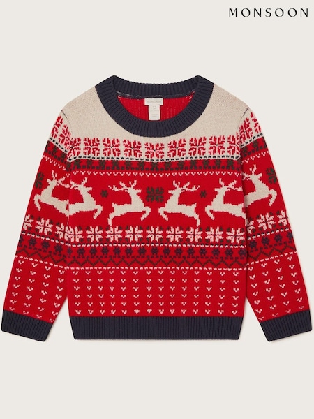Monsoon Christmas Reindeer Fair Isle Pattern Jumper (AM4024) | €22 - €27
