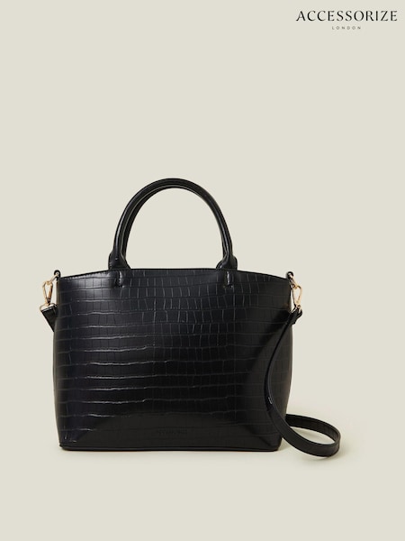 Accessorize Black Faux Croc Handheld Bag (AM4038) | 147 QAR