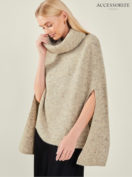 Accessorize Brown Roll Neck Knit Poncho (AM4046) | 135 QAR