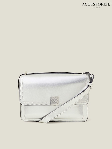 Accessorize Silver Metallic Faux Leather Crossbody Bag (AM4054) | €26